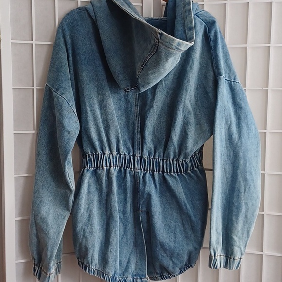 Denim Casual Parka Jacket With Hoodie - Picture 5 of 14